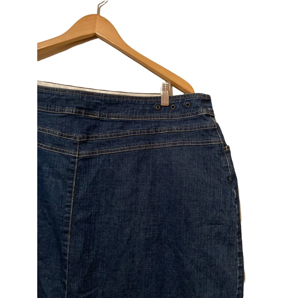 Ashley Stewart Womens Pencil 16W‎ Skirt Blue Stretch Pockets Denim Plus Modest